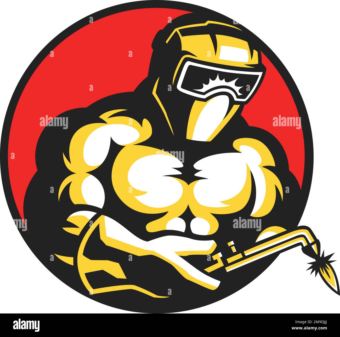 Logo de Muscular Man Welding Illustration de Vecteur