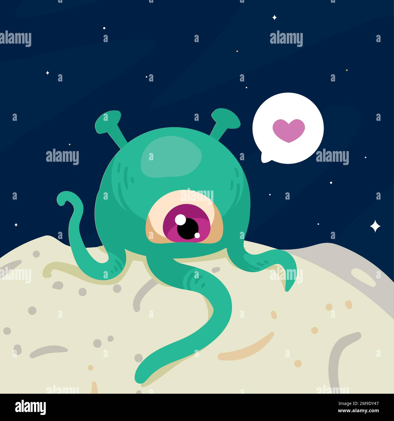 créature extraterrestre dans l'amour Illustration de Vecteur