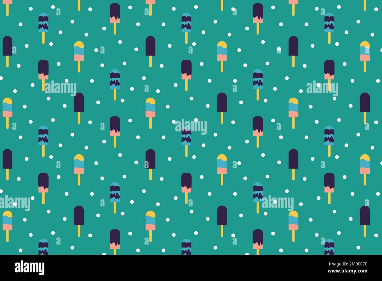 Motif crème glacée sans fin sur fond vert. Motif de dessert sucré avec des pop-clettes colorées et des points blancs. Crème glacée spéciale backgro Illustration de Vecteur