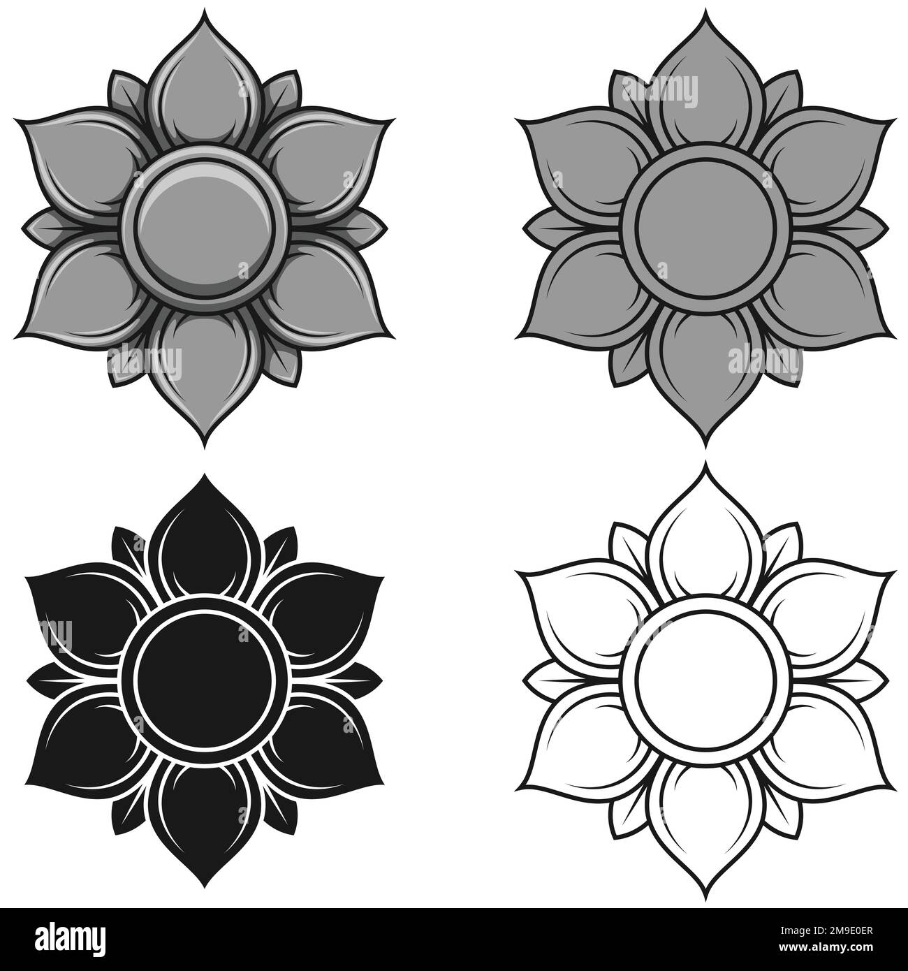 Motif fleuri vectoriel Lotus, motifs floraux lotus pour le dessin et le tatouage, décoration de style oriental et indien Illustration de Vecteur