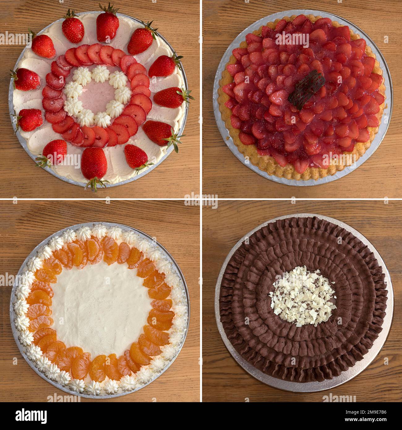 Trois gâteaux aux fruits un gâteau au chocolat, Mecklembourg, Poméranie occidentale, Allemagne Banque D'Images