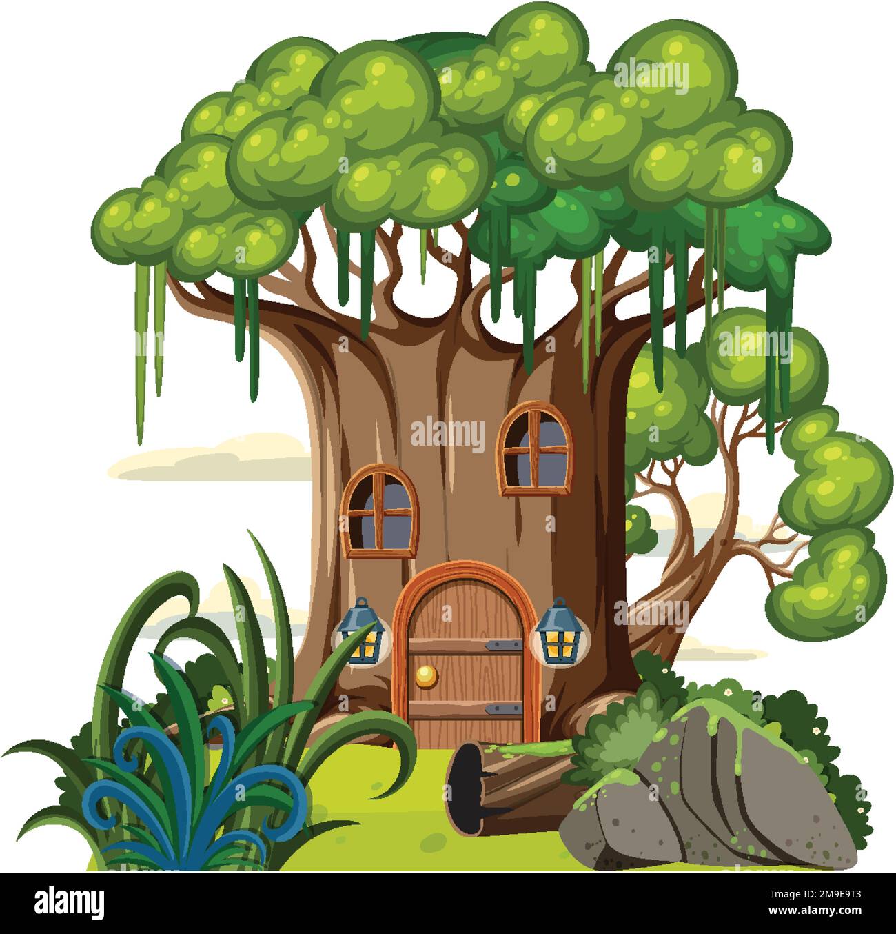 Maison de conte de fées dans le style de dessin animé illustration Illustration de Vecteur