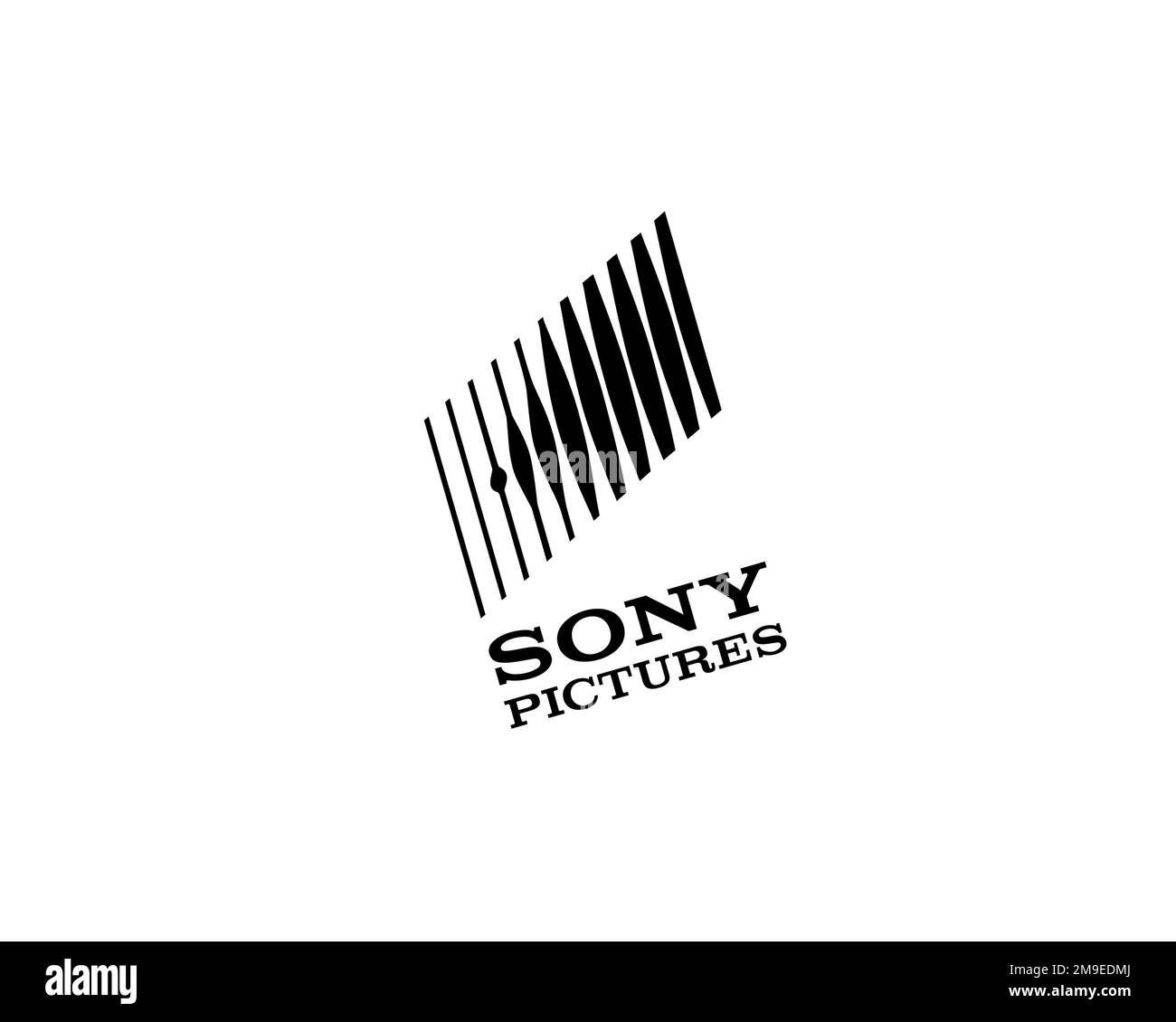 Sony Pictures, logo pivoté, arrière-plan blanc Banque D'Images