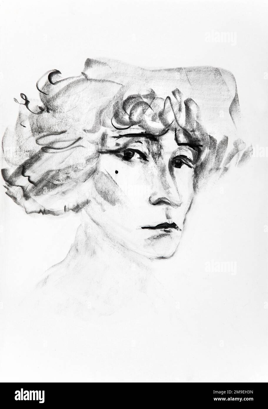 Portrait de Colette (Sidonie-Gabrielle (Sidonie Gabrielle) Colette) ecrivain 1873 - 1954 / dessin de Ewa Klos Banque D'Images