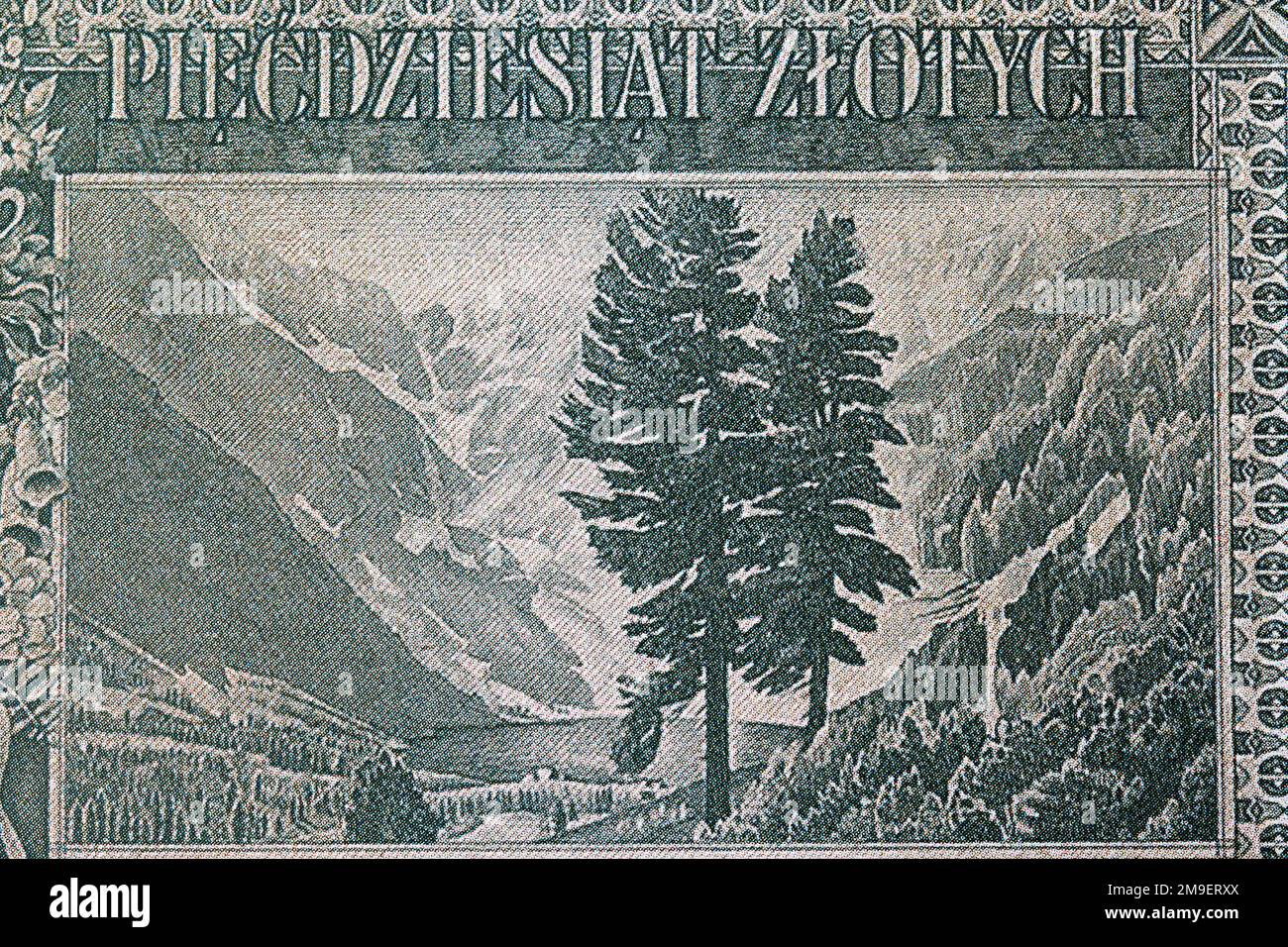 Tatra montagnes avec Sea Eye de l'argent polonais vieux - zloty Banque D'Images