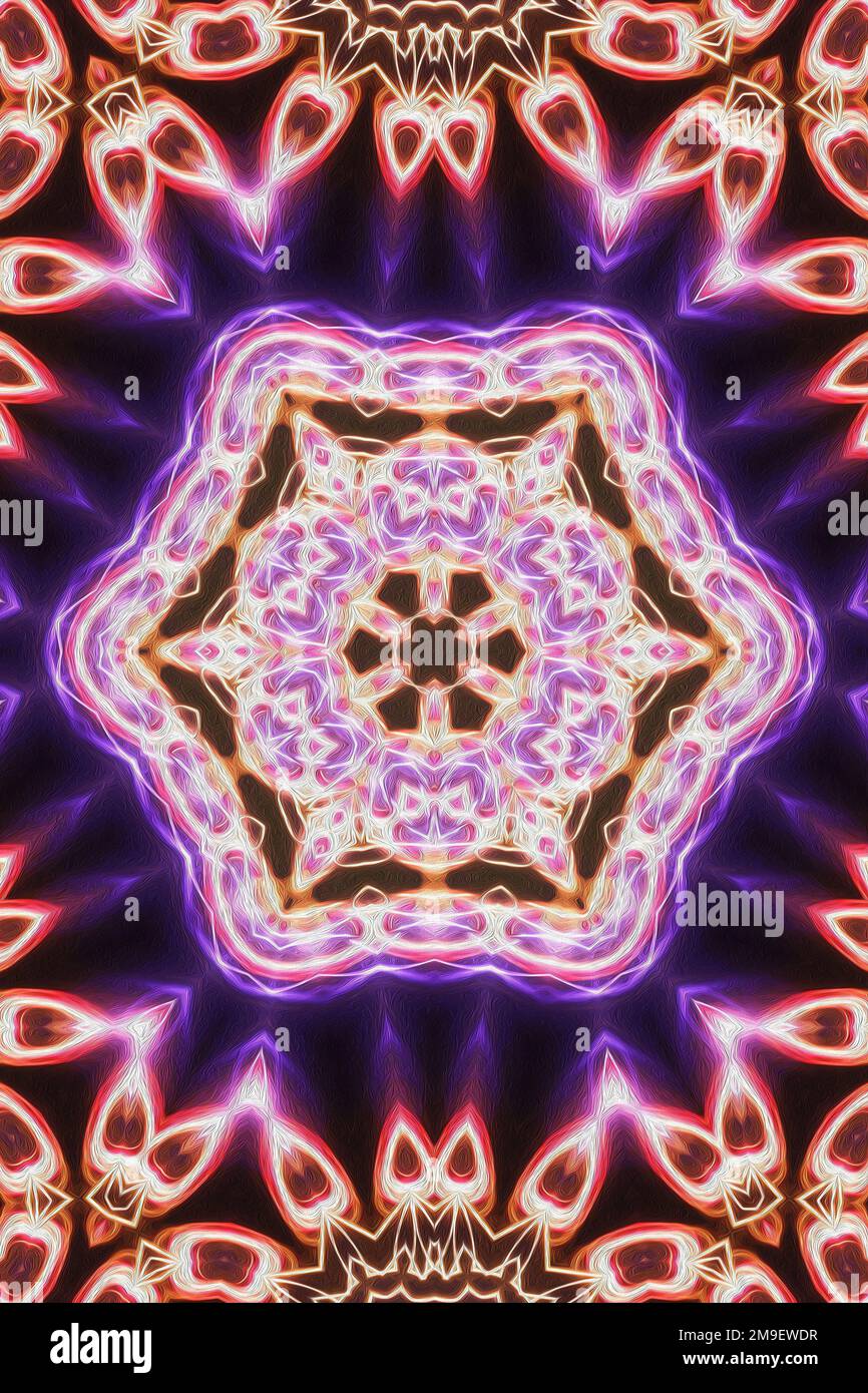Mandala mystique magique. Fractale géométrique ésotérique. Arrière-plan kaléidoscopique Banque D'Images