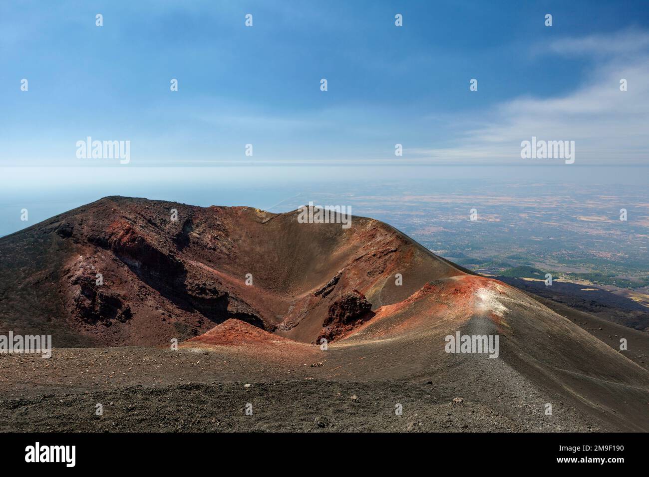 Vue depuis l'Etna, le plus haut volcan d'Europe Banque D'Images