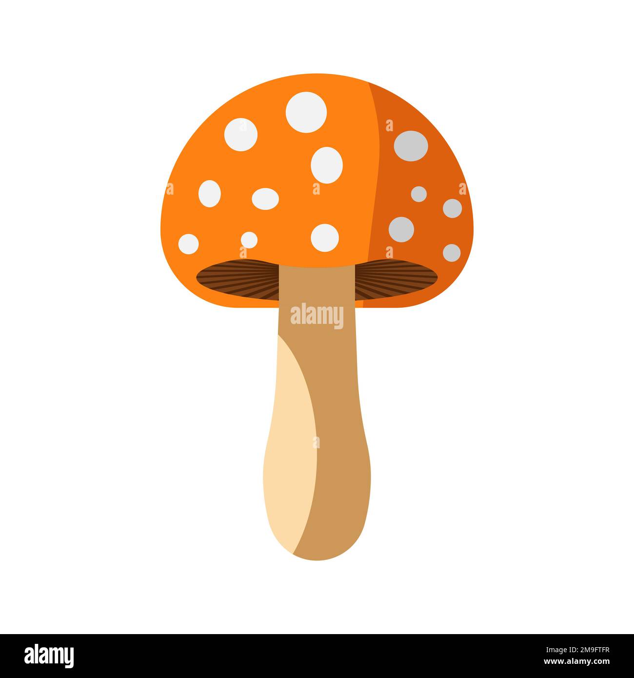 2D jeux stylisés vecteur orange champignon points blancs Illustration de Vecteur