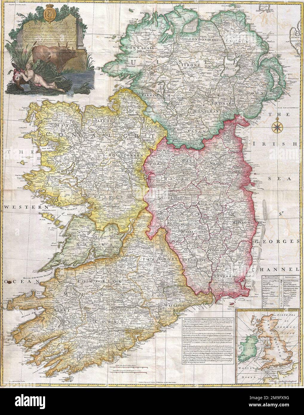 IRLANDE carte par le cartographe français Jean Rocque 1794 Banque D'Images