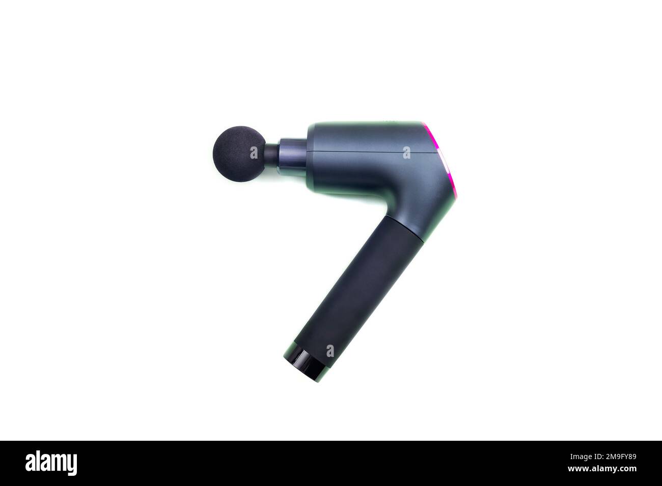 Pistolet de massage, sans fil portable percussions professionnel tissu profond corps massage fascia pour les athlètes. Isolé sur fond blanc. Banque D'Images
