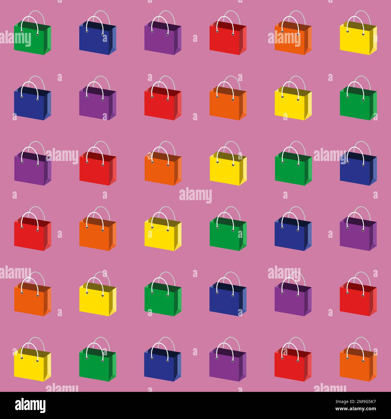 Motif de répétition sans couture des sacs à provisions colorés Illustration de Vecteur