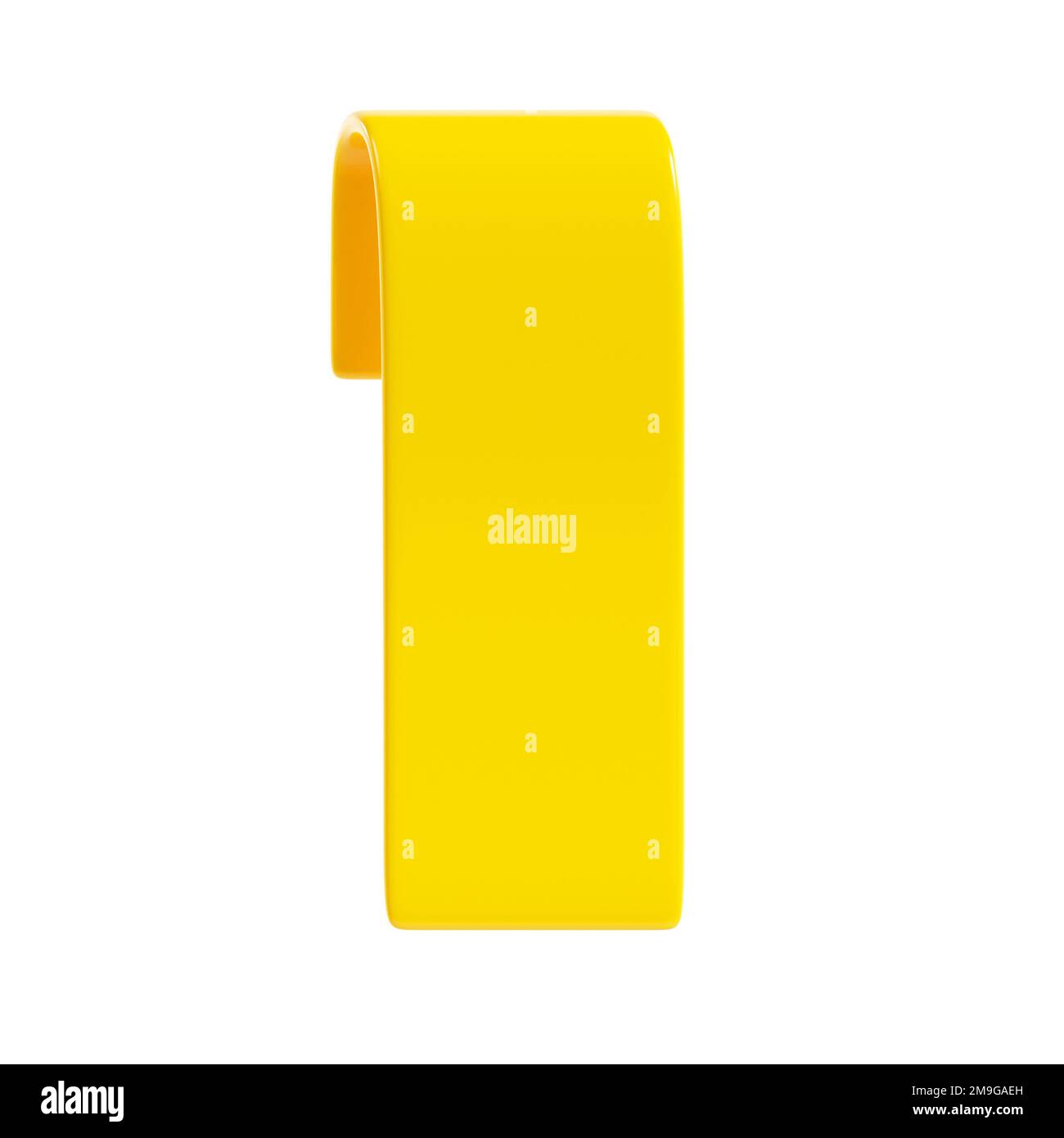 Illustration du rendu de la bannière de ruban jaune 3D - étiquette de texte simple ou étiquette à vendre et message de promotion. Banque D'Images