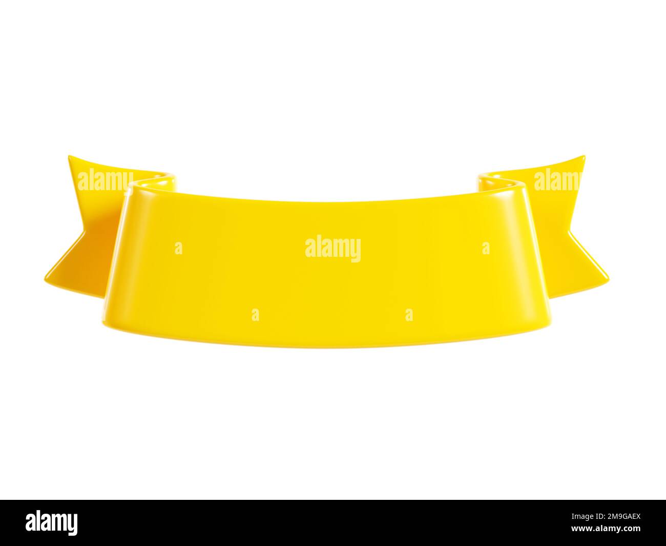 Rendu de la bannière de ruban jaune 3D - illustration d'une zone de texte brillante pour le titre ou le message publicitaire. Banque D'Images