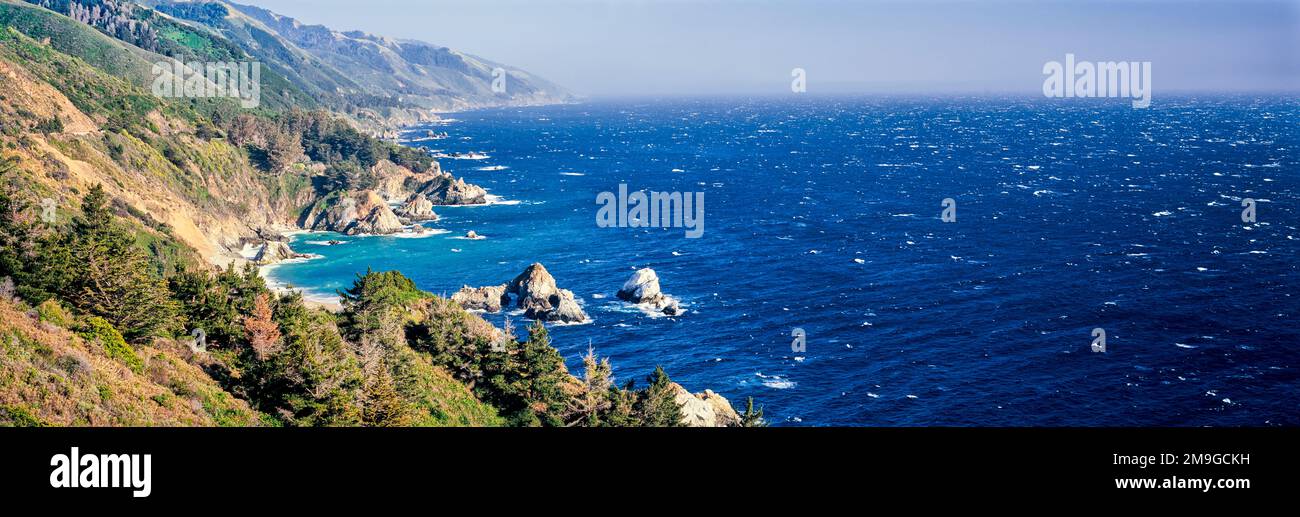 Paysage avec la côte de l'océan Pacifique, Big sur, Californie, États-Unis Banque D'Images