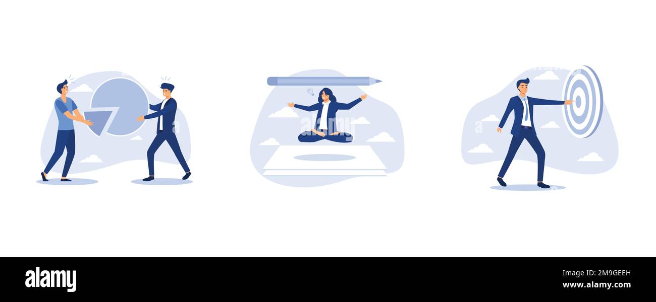 la concurrence d'affaires lutte ou bataille pour gagner plus de vente concept, l'inspiration de l'auteur, se concentrer sur la cible d'affaires, définir le vecteur plat illustration moderne Illustration de Vecteur