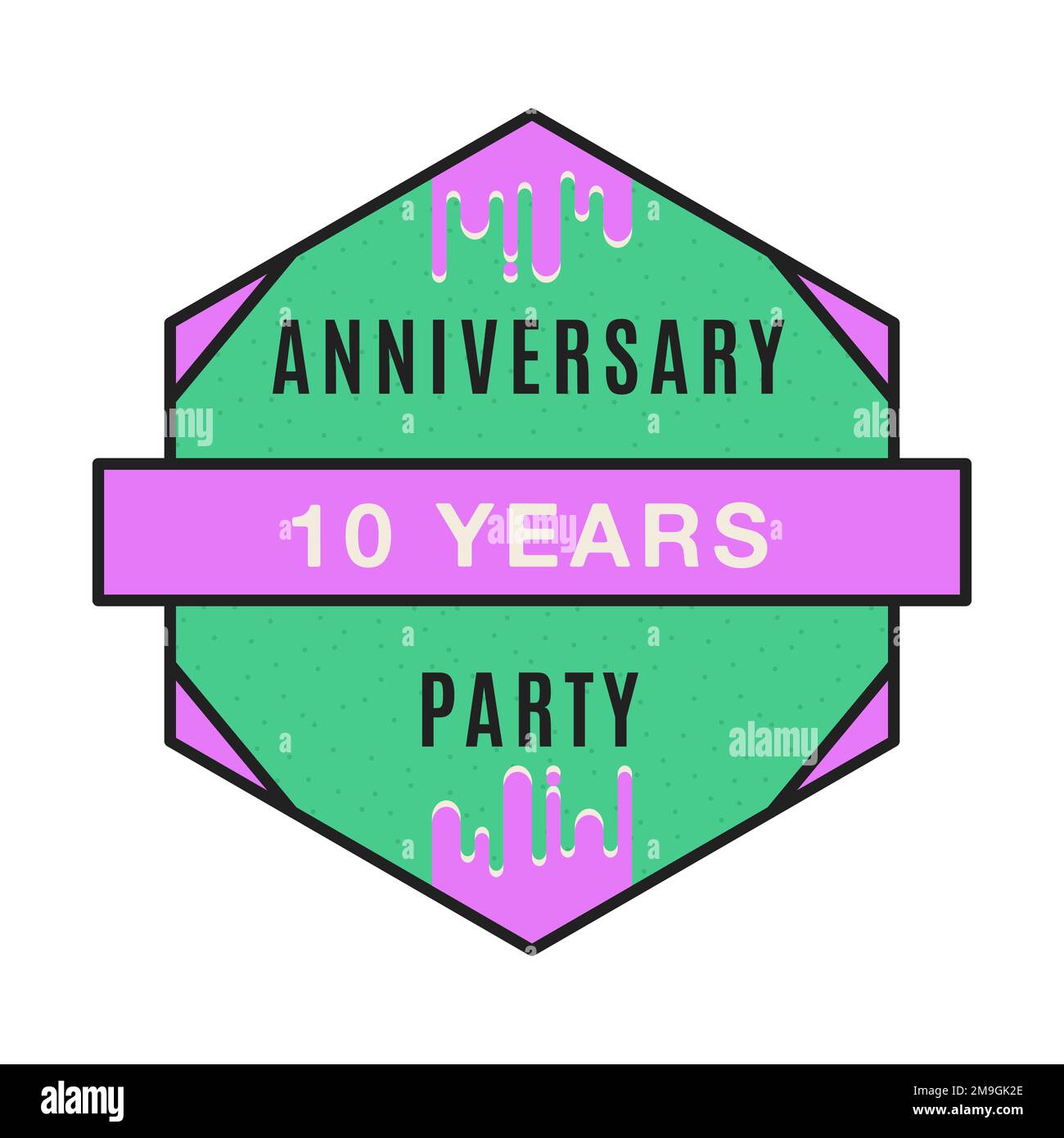 Modèle de logo anniversaire 10 ans. Badge de mariage dans un style moderne et plat. Étiquette anniversaire. Motif vectoriel. Illustration de Vecteur