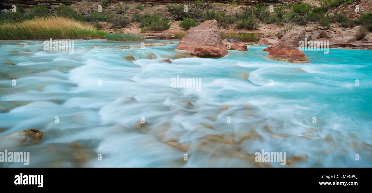 Paysage avec rochers dans le fleuve Little Colorado, Chuar Butte, parc national du Grand Canyon, Arizona, États-Unis Banque D'Images