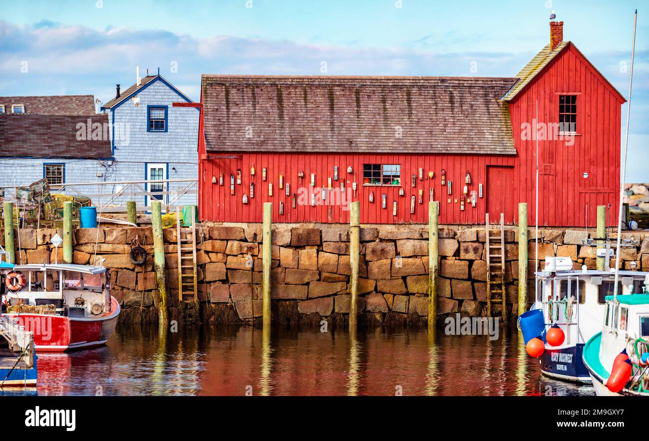 Shack de pêche, Rockport Harbour, Rockport, Massachusetts, États-Unis Banque D'Images