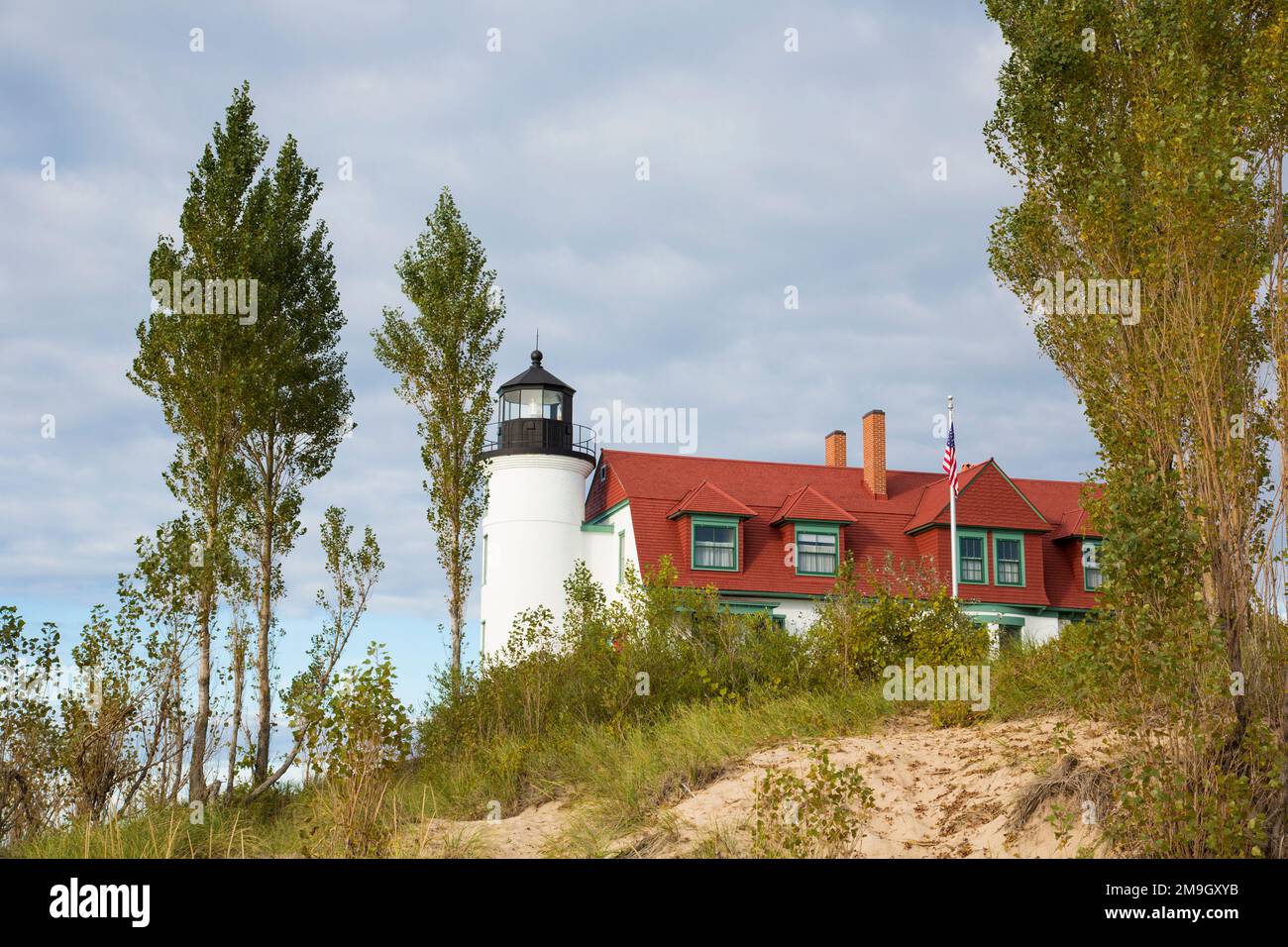 64795-00911 point Betsie Lighthouse sur le lac Michigan, Comté de Benzie, Frankfort, MI Banque D'Images