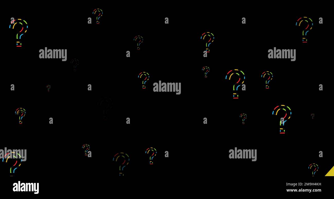 Composition des points d'interrogation sur fond noir Banque D'Images