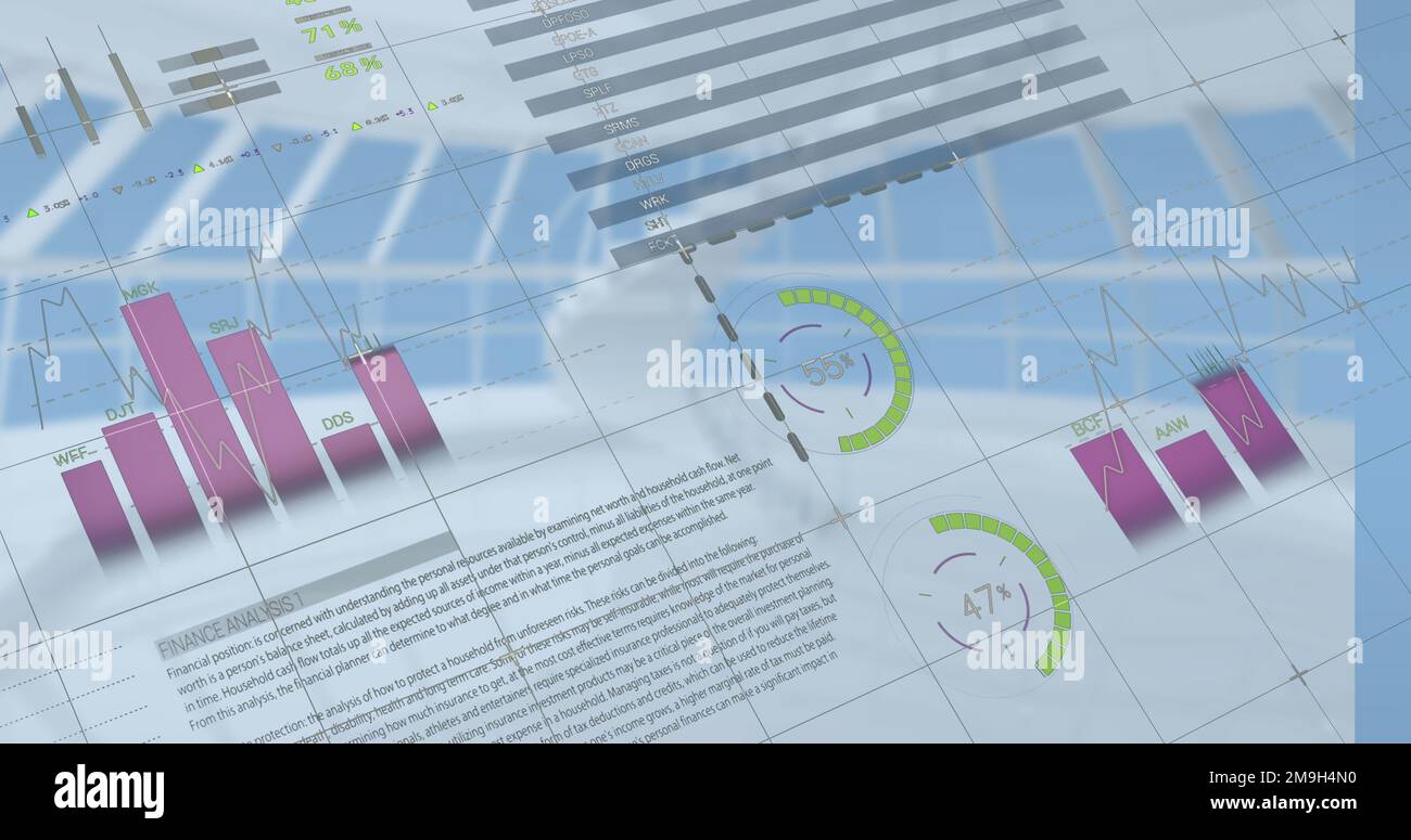 Composition des statistiques sur le traitement des données financières Banque D'Images