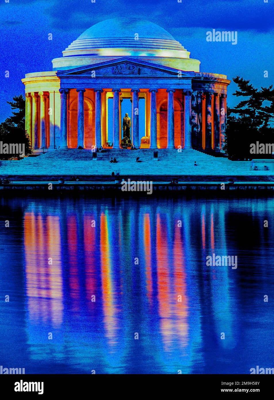 Thomas Jefferson Memorial Reflection in Water, Washington DC, États-Unis Banque D'Images