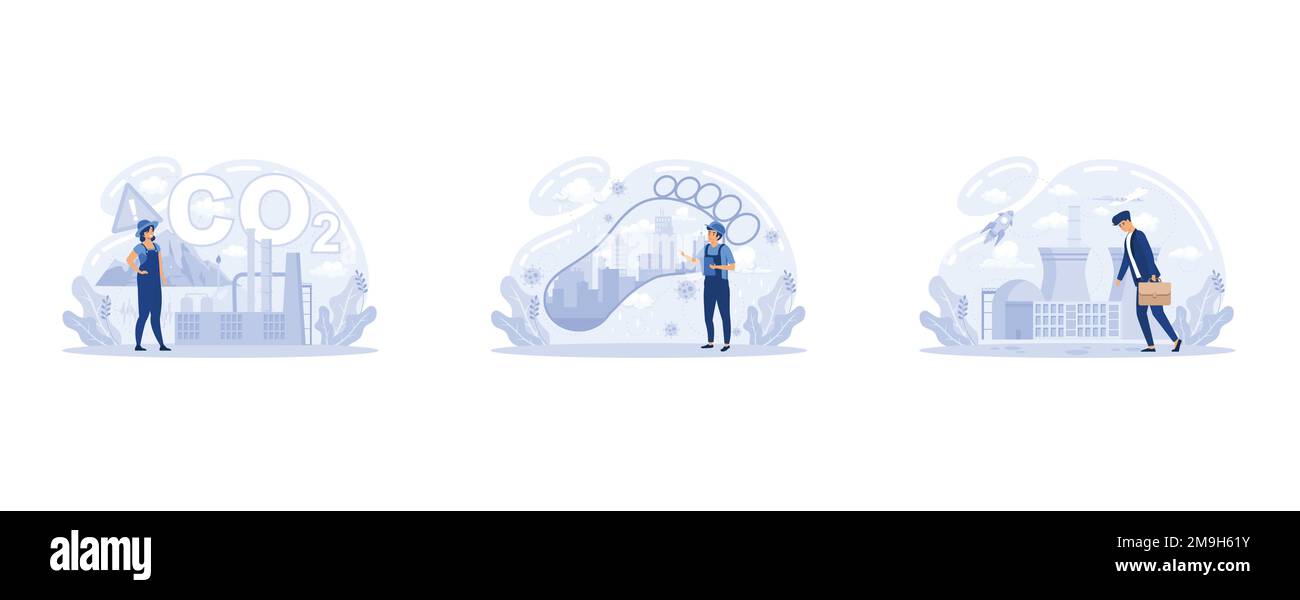 Problèmes environnementaux et écologiques pollution de l'air et de l'atmosphère, causes des changements climatiques. Enregistrer des niveaux élevés de dioxyde de carbone CO2 atmosphère. Carbone Illustration de Vecteur