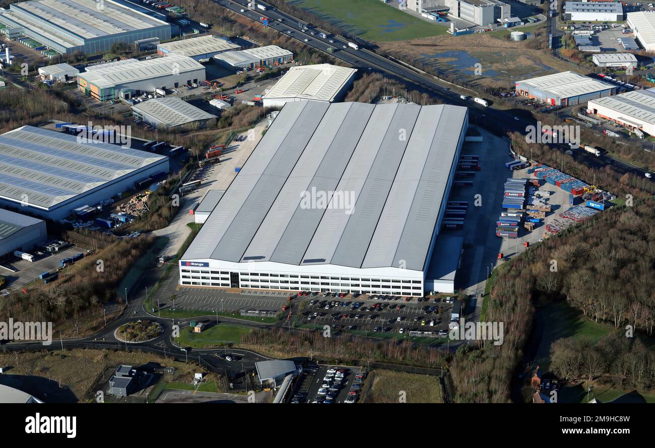 Vue aérienne de la chaîne, centre de distribution de Wakefield, un entrepôt de Normanton, West Yorkshire Banque D'Images