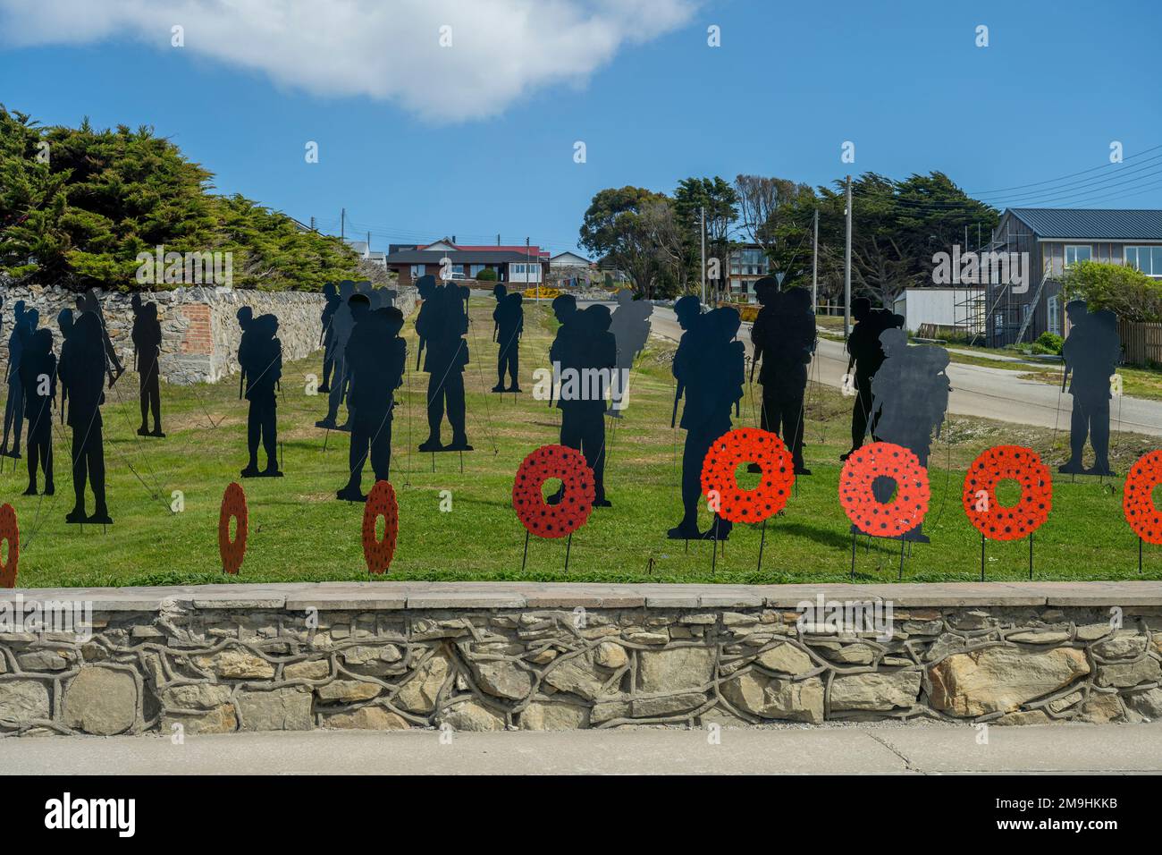 Art de la rue à Port Stanley commémorant le 40 ans de la guerre de l'île Falkland en 1982. Banque D'Images