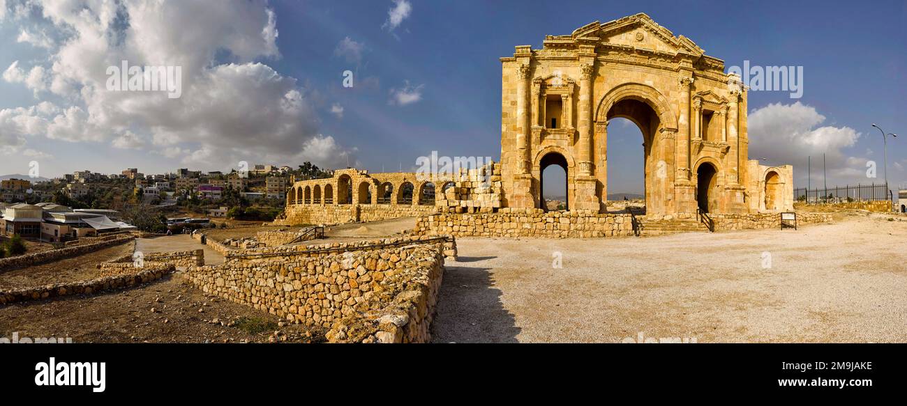 Arc romain, Jerash, Gerasa d'Antiquité, Jordanie Banque D'Images