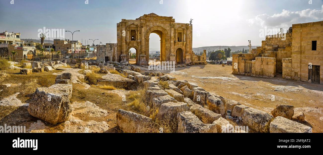 Arc romain, Jerash, Gerasa d'Antiquité, Jordanie Banque D'Images