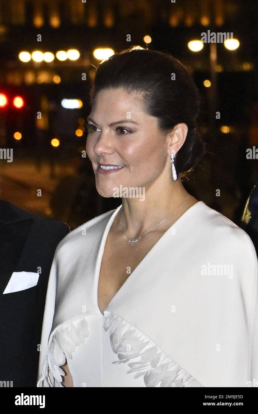 Stockholm, Suède . 18th janvier 2023. La princesse Victoria arrive à un gala d'anniversaire pour les invités dans le cadre de l'Opéra royal de Stockholm célébrant les 250 ans de 18 janvier 2023. Photo Claudio Bresciani/TT/Kod 10090 crédit: TT News Agency/Alay Live News Banque D'Images