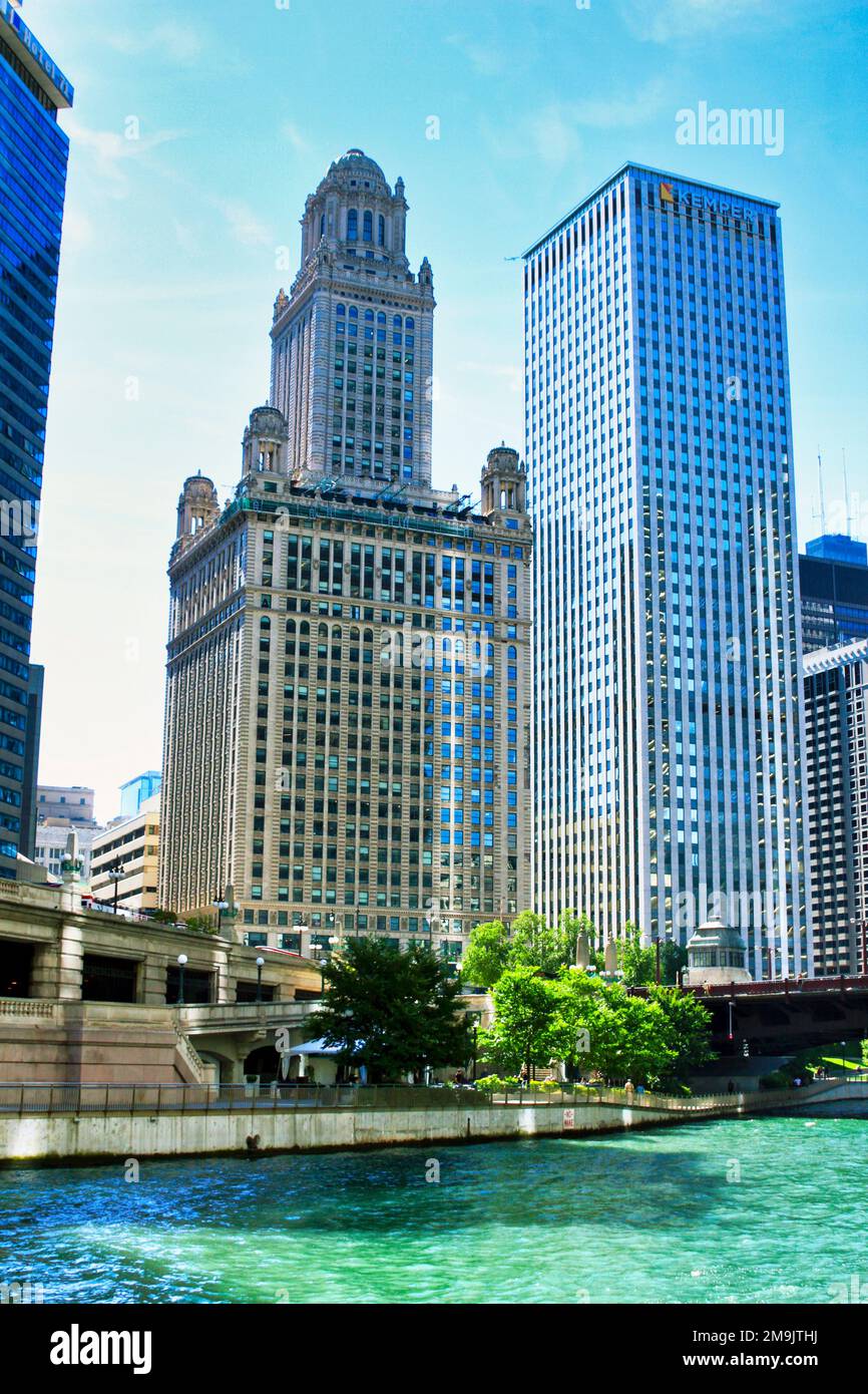 Intersection de Michigan Avenue et Wacker Drive, Chicago, Illinois, États-Unis Banque D'Images