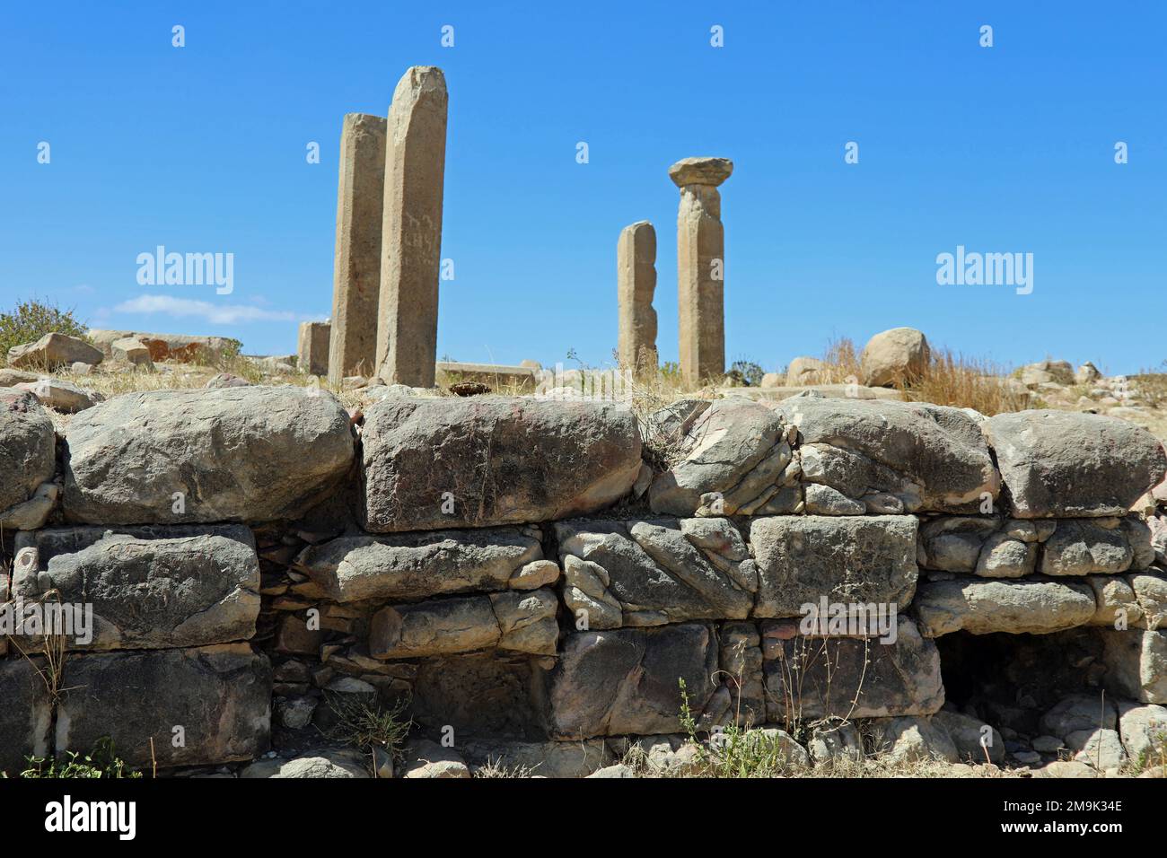 Détail de l'ancien temple de Mariam Wakino en Érythrée Banque D'Images