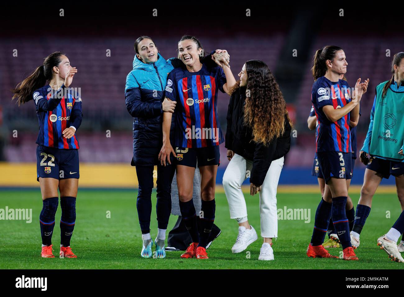 BARCELONE - DEC 21 : un joueur de Barcelone célèbre la victoire lors du match de l'UEFA Women's Champions League entre le FC Barcelone et le FC Rosengard au SpO Banque D'Images