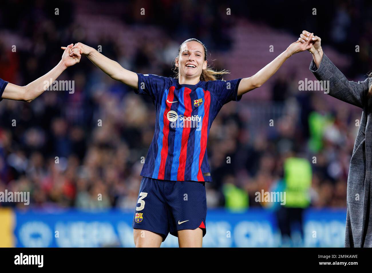 BARCELONE - DEC 21 : LAIA Codina célèbre la victoire lors du match de l'UEFA Women's Champions League entre le FC Barcelone et le FC Rosengard à Spotify Banque D'Images