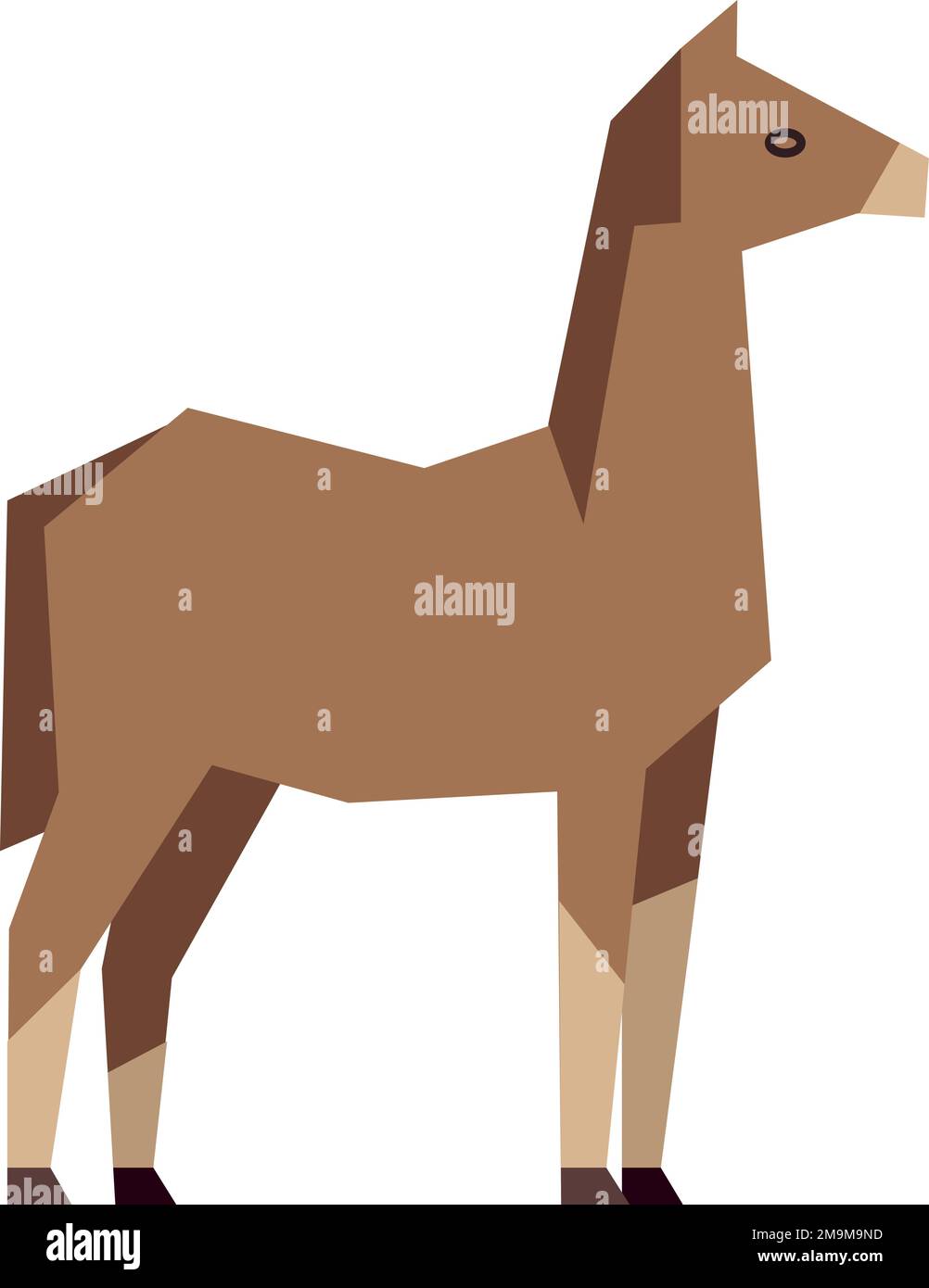 Bébé cheval brun de style polygonal. Animal de ferme Illustration de Vecteur