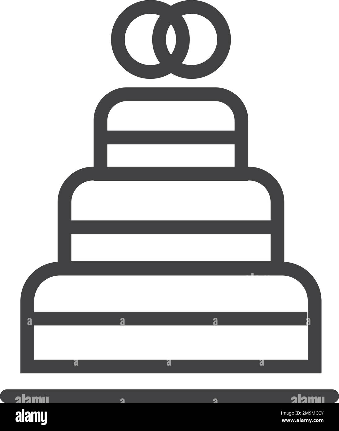 Icône de la ligne de gâteau de mariage. Symbole dessert de fête Illustration de Vecteur