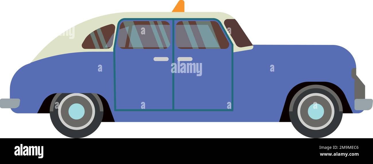 Icône de cabine bleue. Voiture de tourisme rétro. Dessin animé auto Illustration de Vecteur