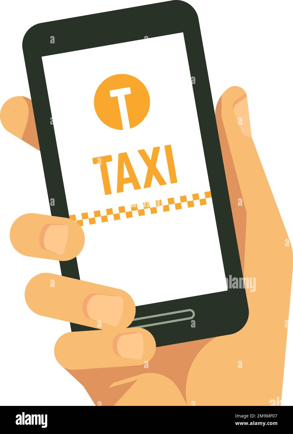 Icône de l'application de service de taxi. Smartphone dans la main humaine Illustration de Vecteur