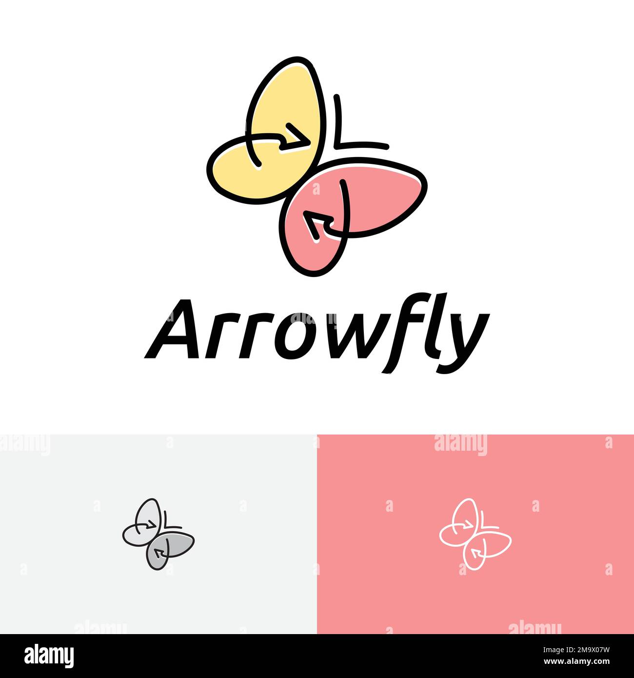Logo d'entreprise de la ligne de flux de papillons Arrow Fly Illustration de Vecteur