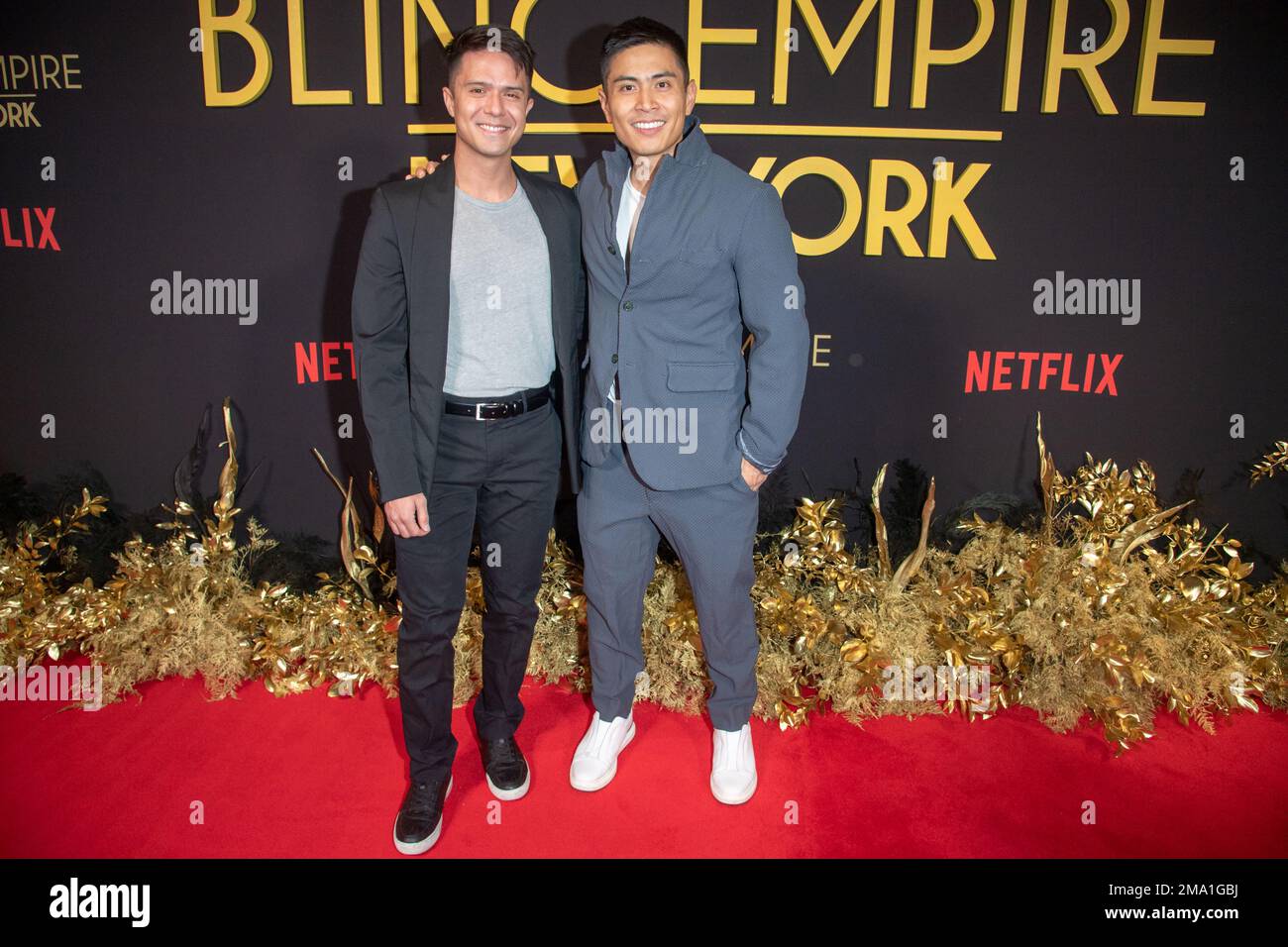 NEW YORK, NEW YORK - JANVIER 18 : Shawn Horvath et Bing Chen assistent à l'événement de lancement de Bling Empire: New York à la Maison de la perle rouge sur 18 janvier 2023 à New York. Crédit : Ron Adar/Alay Live News Banque D'Images