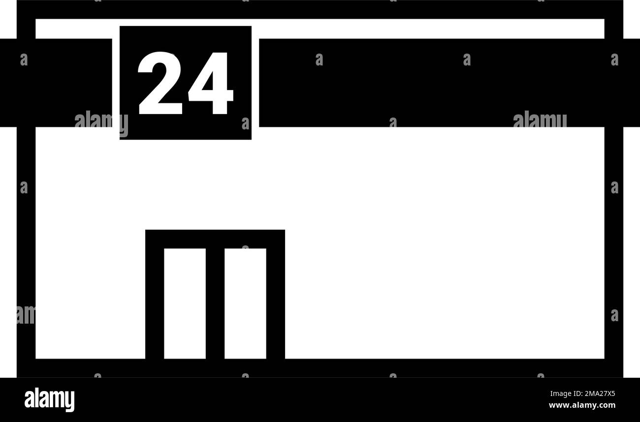 magasin de proximité ouvert 24 heures sur 24. Magasin d'angle. Vecteur modifiable. Illustration de Vecteur