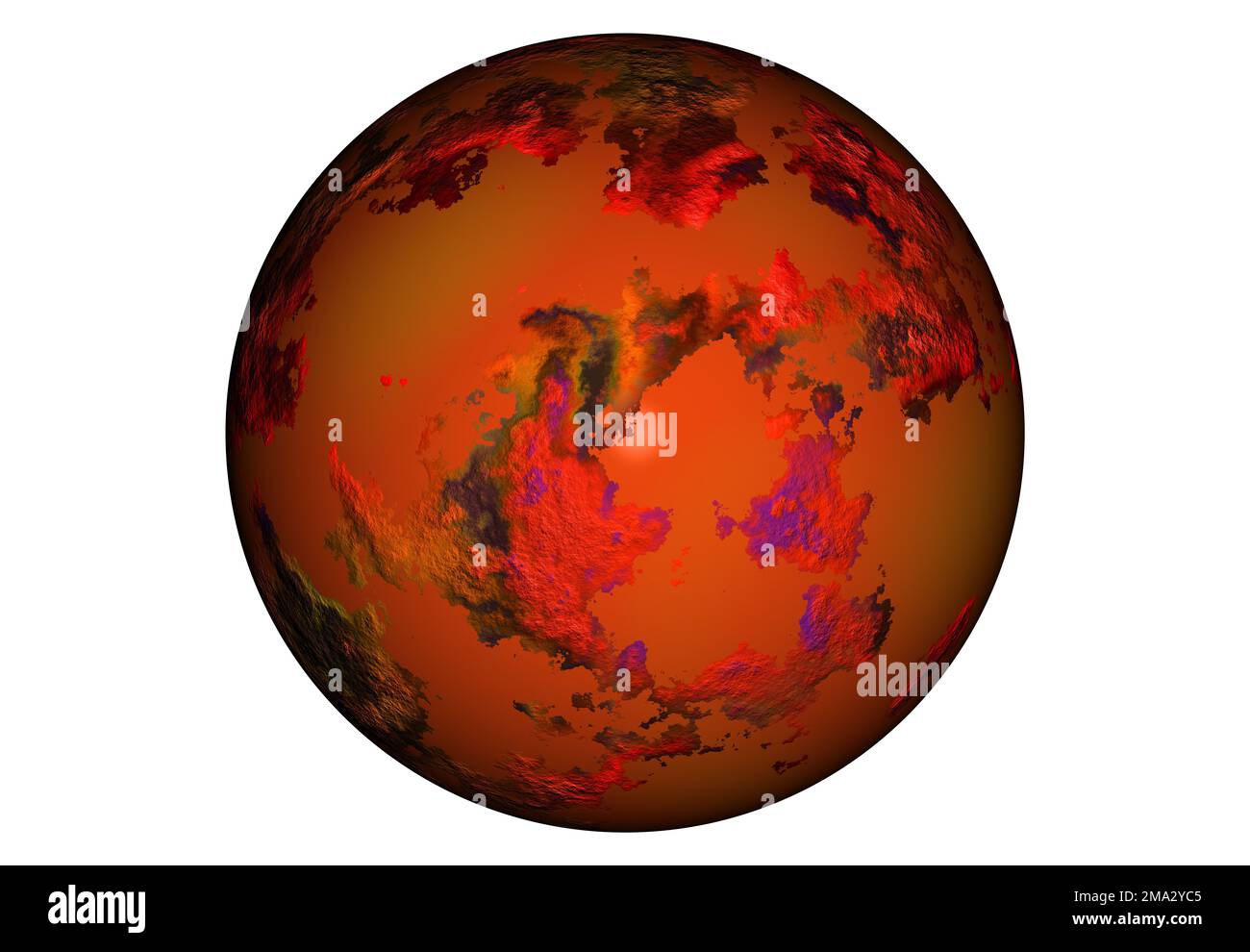 Image numérique haute résolution de la planète mars isolée sur blanc. Banque D'Images