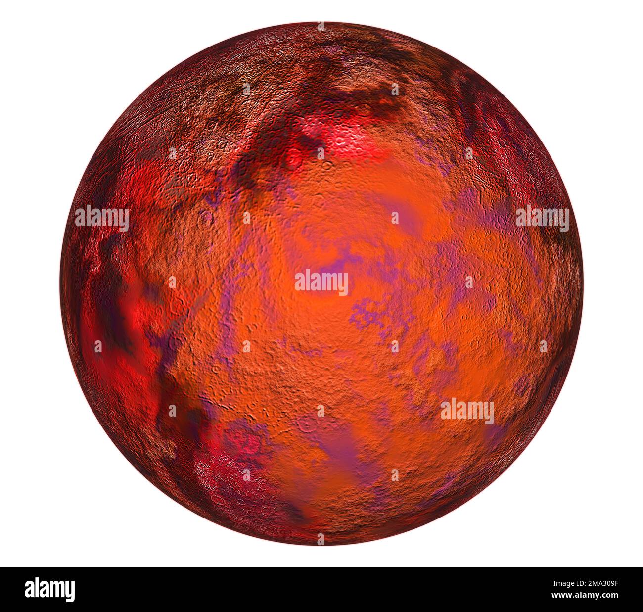 Image numérique haute résolution de la planète mars isolée sur blanc. Banque D'Images