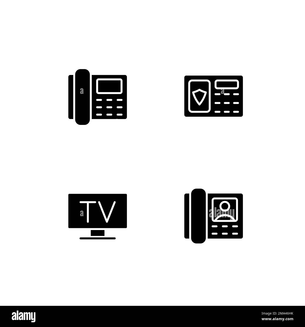 Les icônes de glyphe noir des appareils ménagers sont placées sur un espace blanc Illustration de Vecteur