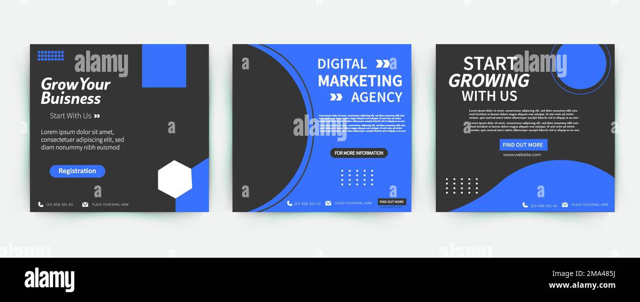 Marketing numérique et développement des affaires pour la mise en route les médias sociaux posts modèles ou développez votre bannière Web d'affaires Illustration de Vecteur