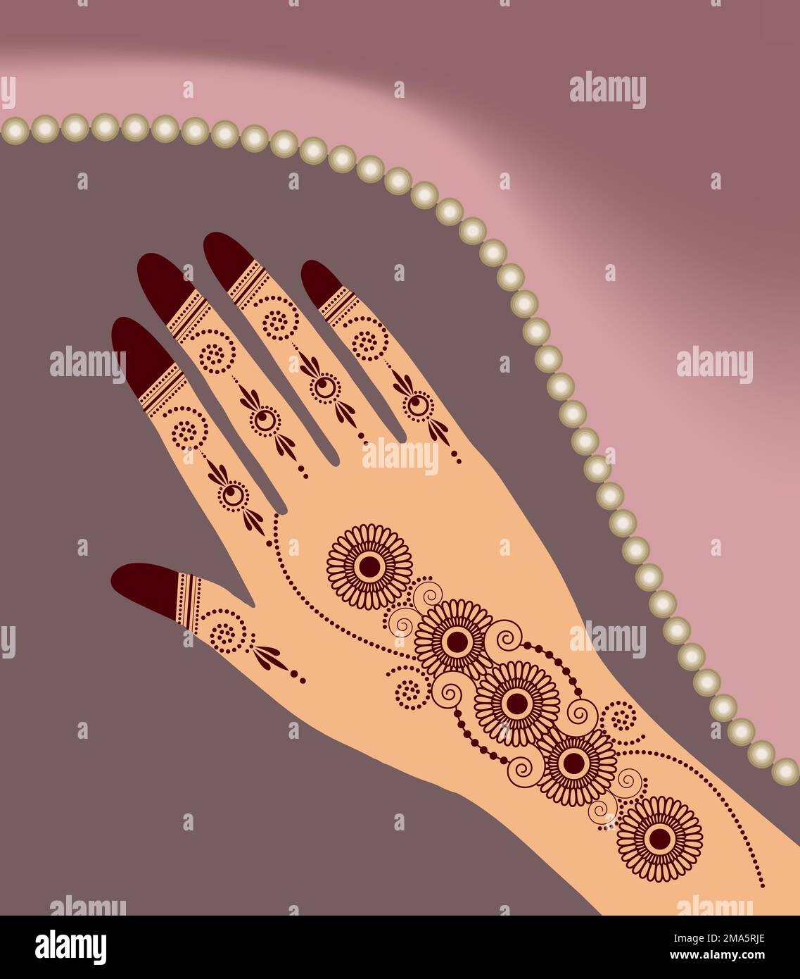 Motif floral Henna Mehndi Vector Hand Illustration Design, Henna Hands Vector, Henna Hands template Banner background design, Henna Banner logo Background Banque D'Images