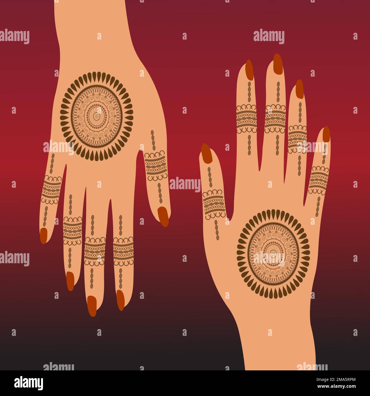 Motif floral Henna Mehndi Vector Hand Illustration Design, Henna Hands Vector, Henna Hands template Banner background design, Henna Banner logo Background Banque D'Images