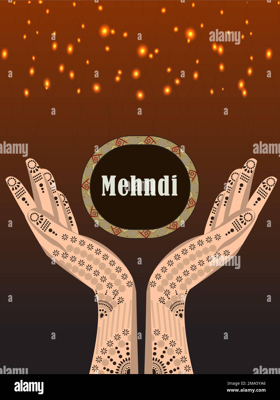 Motif floral Henna Mehndi Vector Hand Illustration Design, Henna Hands Vector, Henna Hands template Banner background design, Henna Banner logo Background Banque D'Images